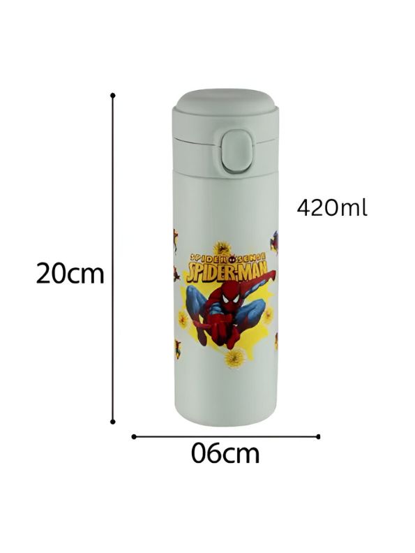 Spider-Man Stainless Steel Water Bottle 420ml – Leak-Proof, Printed Kids Water Bottle with Lock Lid NOV1563.