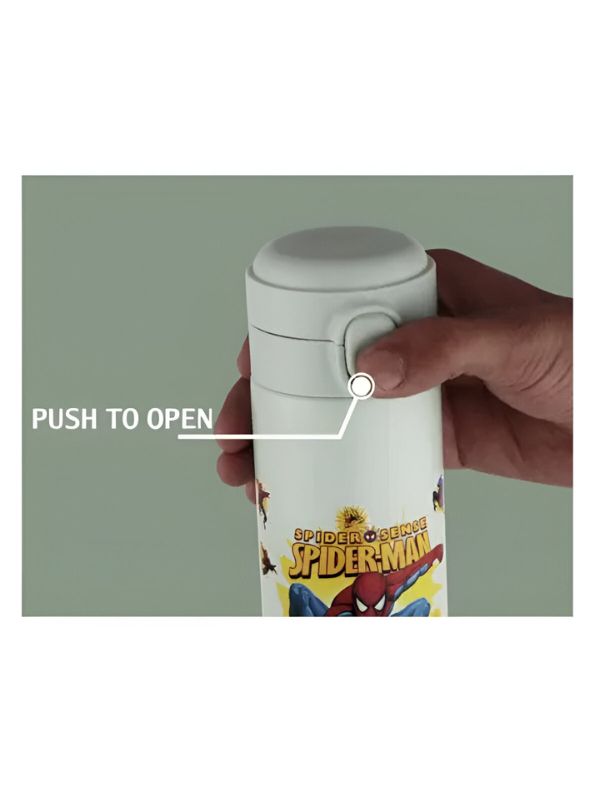 Spider-Man Stainless Steel Water Bottle 420ml – Leak-Proof, Printed Kids Water Bottle with Lock Lid NOV1563.