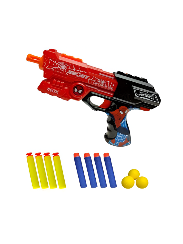 Spider-Man Web Shooter Toy Gun Set – 2-in-1 Soft Foam Dart & Ball Blaster with Darts & Balls TV5480.