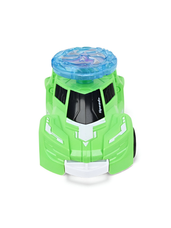 Spinning Gyro Rotary Race Car Toy - Detachable Top Launcher, High Speed Spinning Action Toy with Music Green LMI15502.