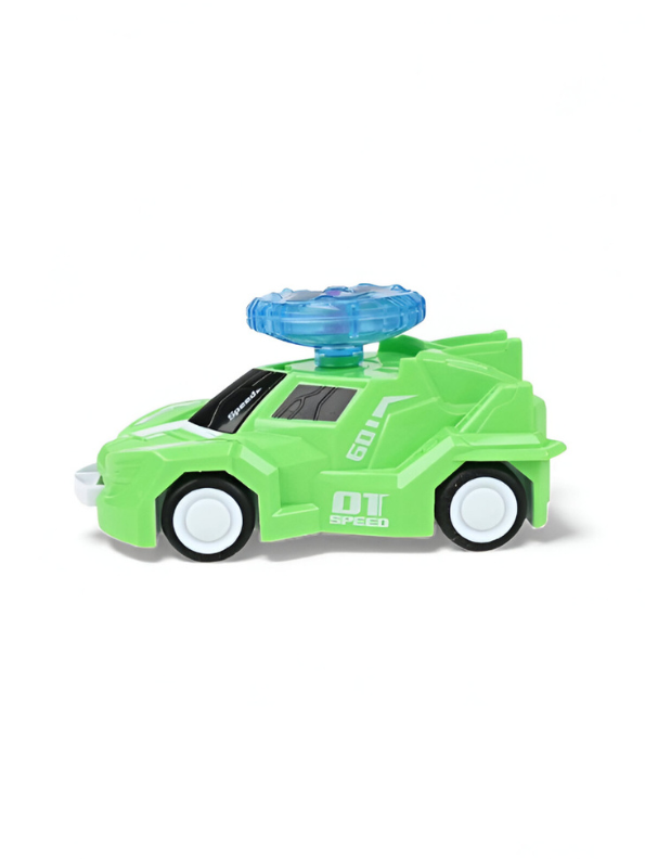Spinning Gyro Rotary Race Car Toy - Detachable Top Launcher, High Speed Spinning Action Toy with Music Green LMI15502.