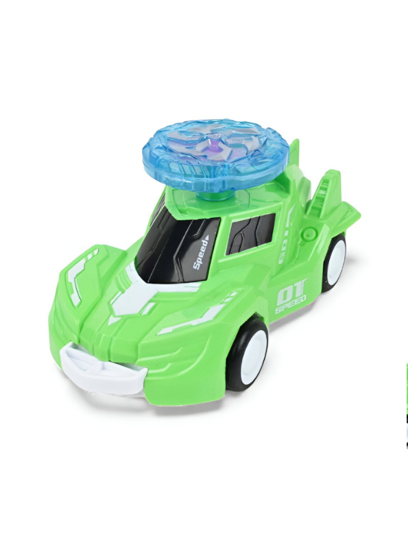 Spinning Gyro Rotary Race Car Toy - Detachable Top Launcher, High Speed Spinning Action Toy with Music Green LMI15502.