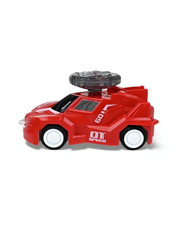 Spinning Gyro Rotary Race Car Toy - Detachable Top Launcher, High Speed Spinning Action Toy with Music Red LMI15502.