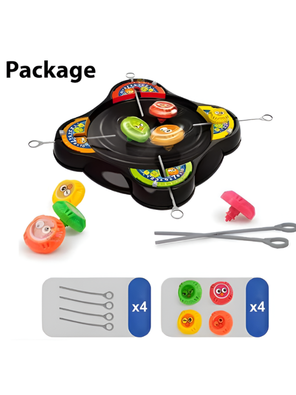 Spinning Top Battle Arena Set with Pull-String Launchers, 2–4 Player Interactive Toy MD433
