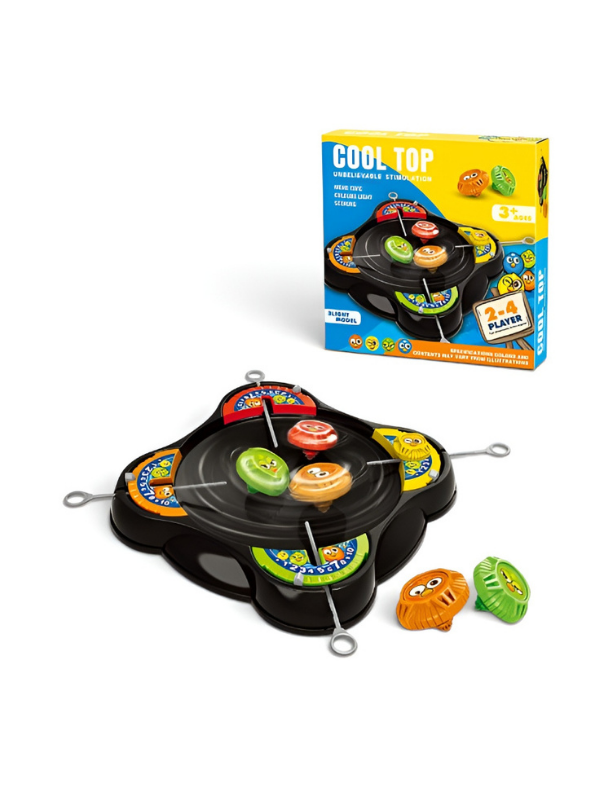 Spinning Top Battle Arena Set with Pull-String Launchers, 2–4 Player Interactive Toy MD433