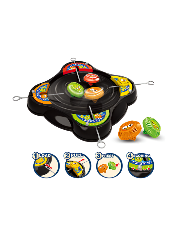 Spinning Top Battle Arena Set with Pull-String Launchers, 2–4 Player Interactive Toy MD433