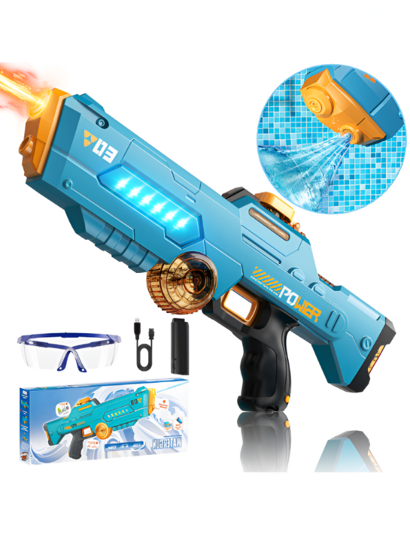 SplashX Electric Water Blaster for Adults & Kids – Automatic Waterproof Squirt Water Gun, High-Power Long-Range 26–32ft Summer Water Toy White LMI15937.