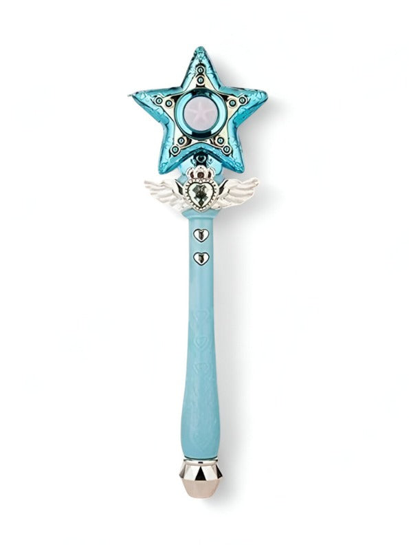Turquoise Star Magic Wand Cosplay Toy 36cm – Musical Princess Scepter Prop for Dress-Up & Magical Girl Roleplay NX12487.