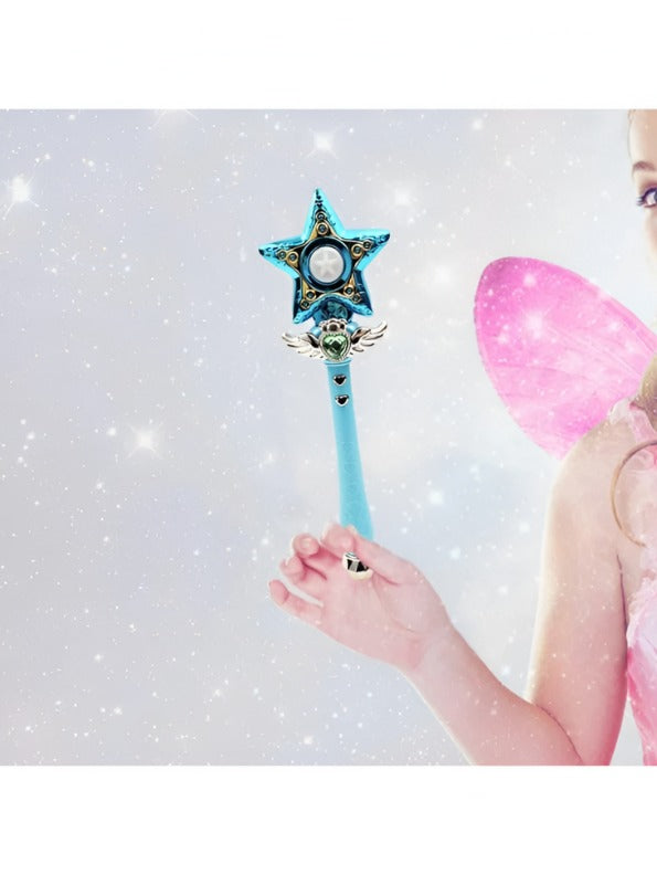 Turquoise Star Magic Wand Cosplay Toy 36cm – Musical Princess Scepter Prop for Dress-Up & Magical Girl Roleplay NX12487.