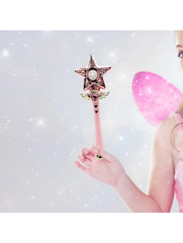 Pink Star Magic Wand Cosplay Toy 36cm – Musical Princess Scepter Prop for Dress-Up & Magical Girl Roleplay NX12487.
