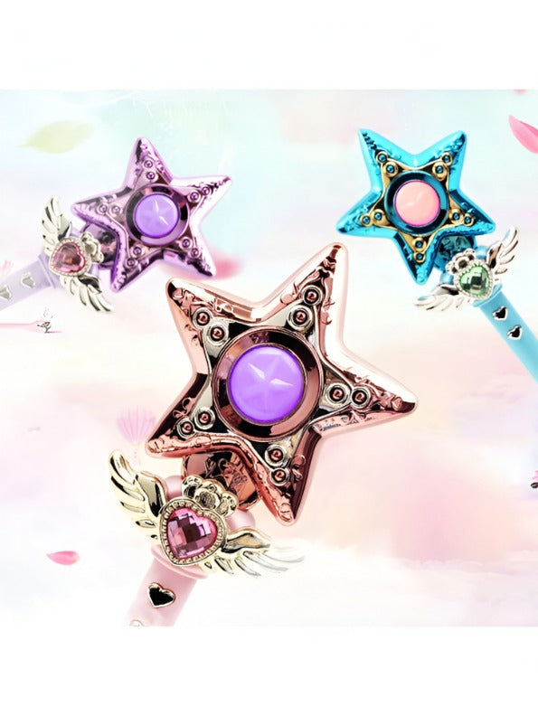 Turquoise Star Magic Wand Cosplay Toy 36cm – Musical Princess Scepter Prop for Dress-Up & Magical Girl Roleplay NX12487.