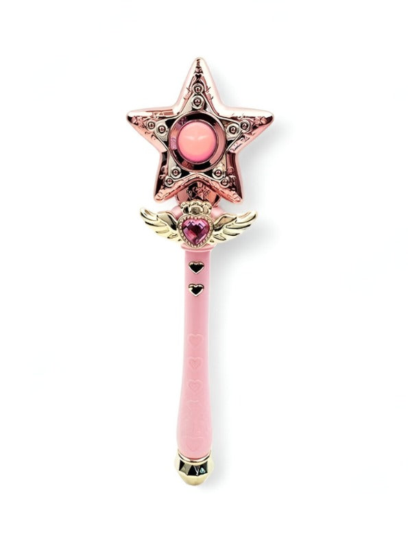 Pink Star Magic Wand Cosplay Toy 36cm – Musical Princess Scepter Prop for Dress-Up & Magical Girl Roleplay NX12487.