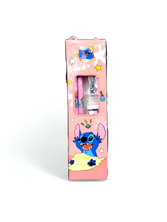 Stitch-themed Stationery Set for Kids – 2 Pencils, 1 Eraser & 1 Sharpener Combo for School Pink NOVHBC-1881224.