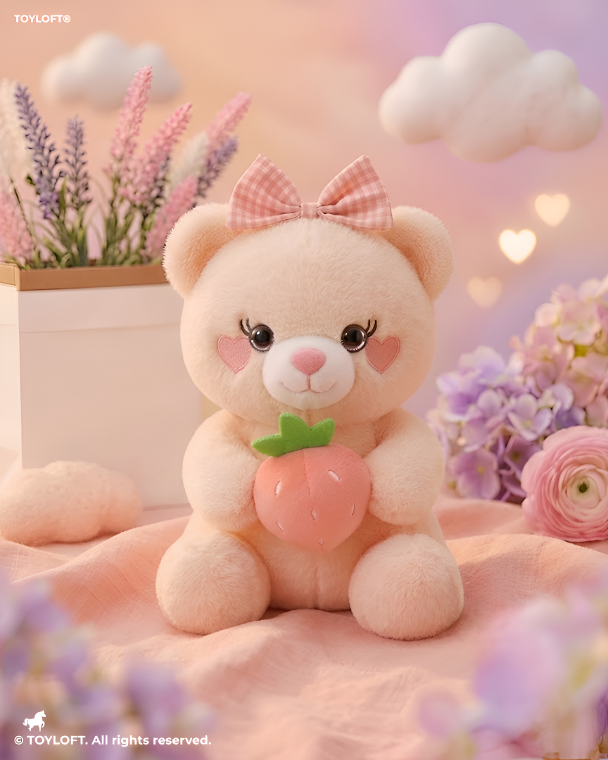 Strawberry Bear Plush – Soft 10" Adorable Stuffed Animal Toy for Kids ST16763.