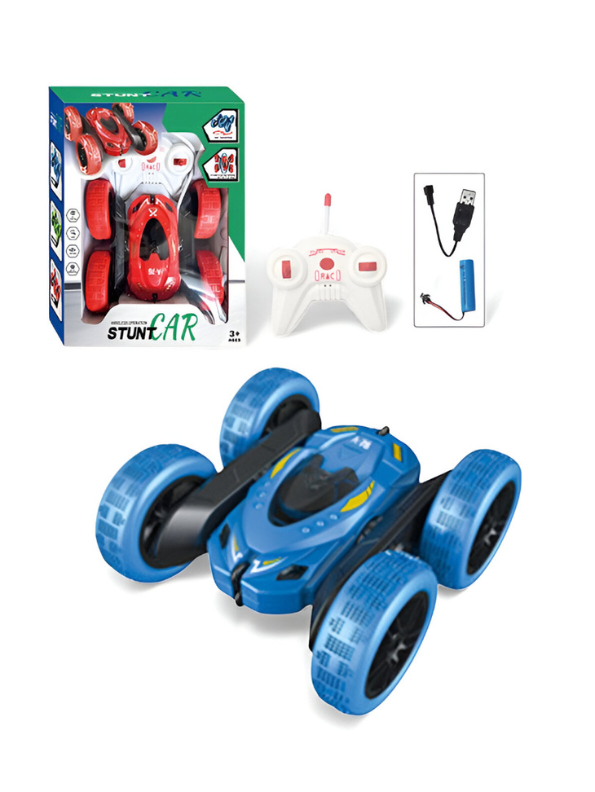 Stunt Car - Remote Control Rechargeable Stunt Cids 360° Spins, Flips & Double-Sided Driving | LED Light-Up Wheels LMI15785.