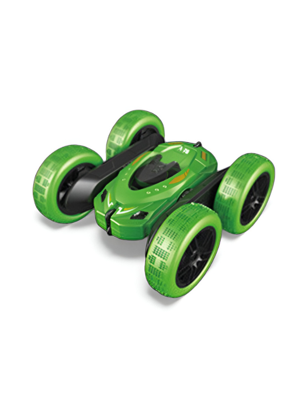 Green - Stunt Car - Remote Control Rechargeable Stunt Cids 360° Spins, Flips & Double-Sided Driving | LED Light-Up Wheels LMI15785.