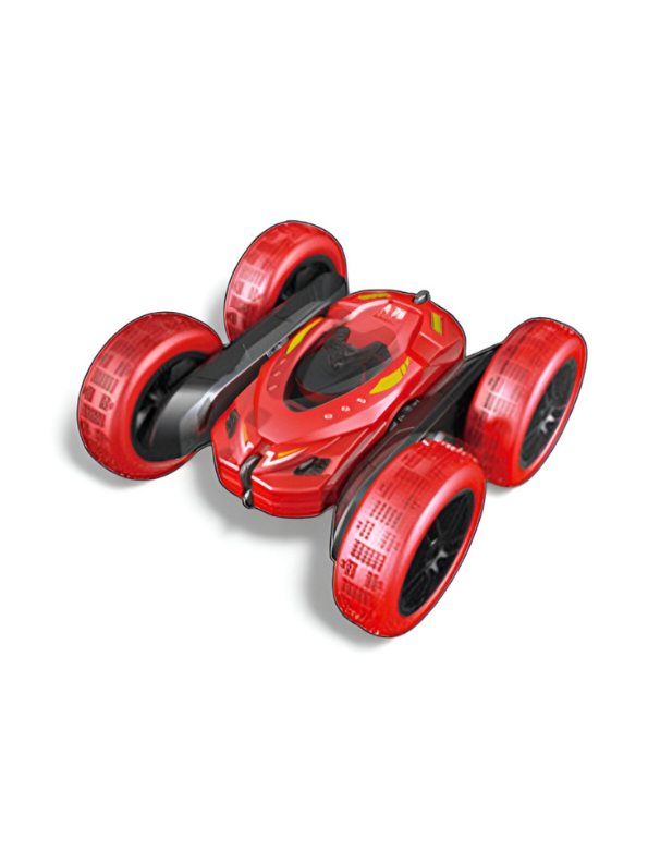 Red - Stunt Car - Remote Control Rechargeable Stunt Cids 360° Spins, Flips & Double-Sided Driving | LED Light-Up Wheels LMI15785.