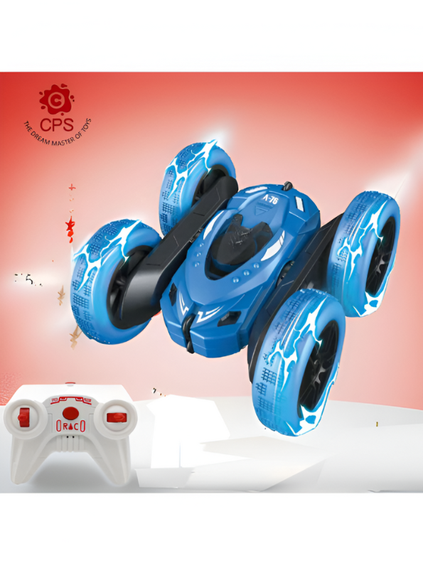 Stunt Car - Remote Control Rechargeable Stunt Cids 360° Spins, Flips & Double-Sided Driving | LED Light-Up Wheels LMI15785.
