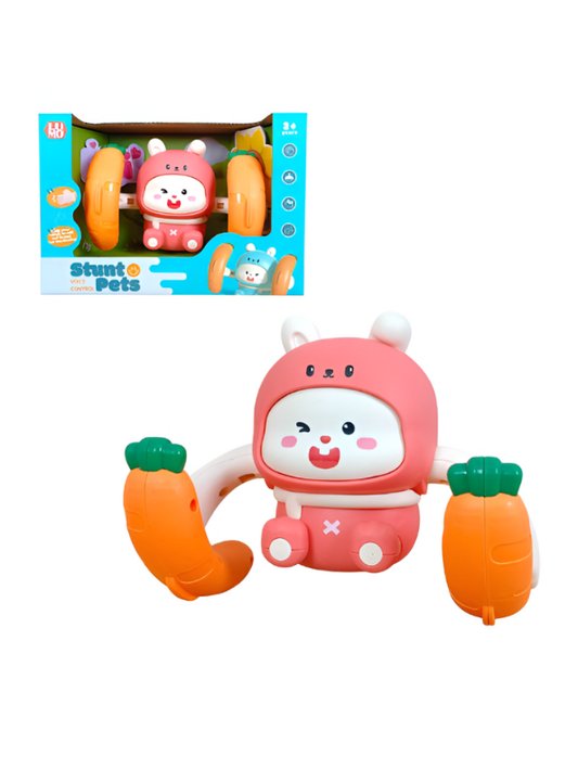 Stunt Pets Voice-Controlled Tumble Bunny – Interactive Rolling & Flipping Musical Toy Pink LMI13971.