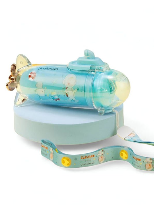 Green - Submarine Water Bottle for Toddlers – 380ml Stainless Steel Leak-Proof, Push Button, BPA-Free NOV6845.