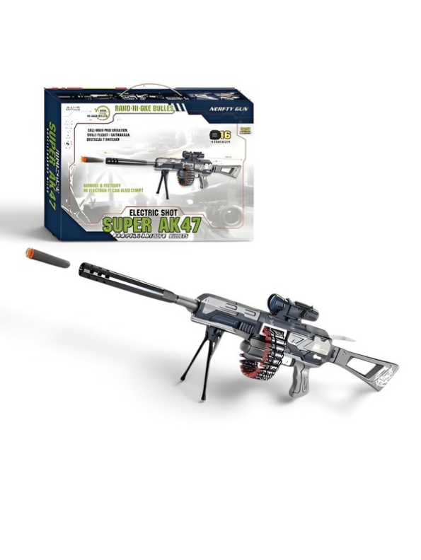 Super AK47 Dual-Mode Electric Soft Bullet Blaster Toy Gun with 360° Auto Chain & Scope LMI12799