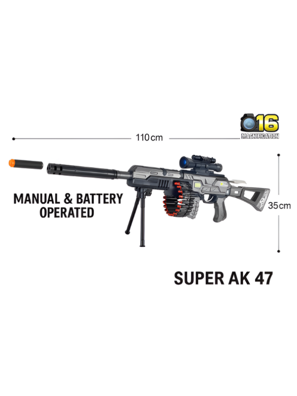 Super AK47 Dual-Mode Electric Soft Bullet Blaster Toy Gun with 360° Auto Chain & Scope LMI12799
