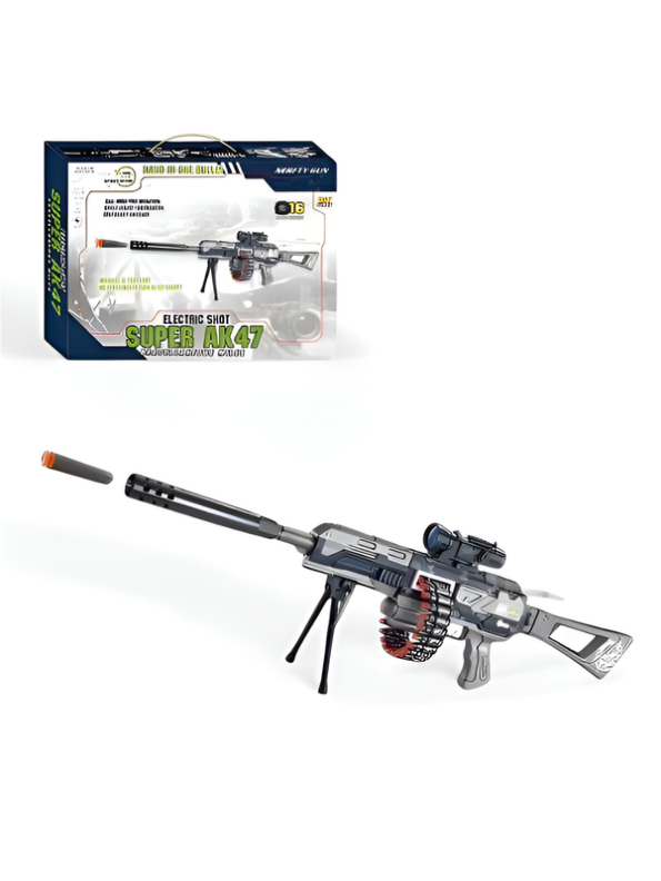 Super AK47 Dual-Mode Electric Soft Bullet Blaster Toy Gun with 360° Auto Chain & Scope LMI12799