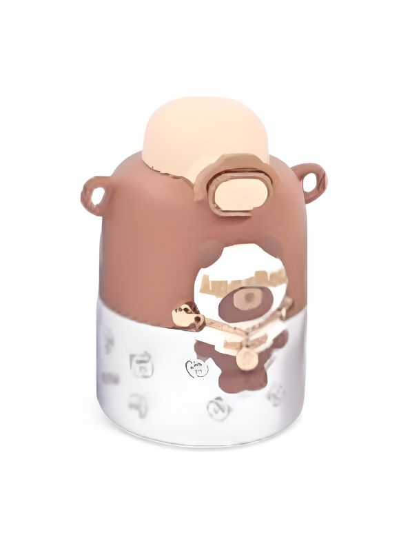 Brown - Super Bear – 430ml Stainless Steel Water Bottle |  Cute Tritan Straw Sipper for Kids | Leak-Proof Cartoon School Bottle for Students & Children NOV4297.