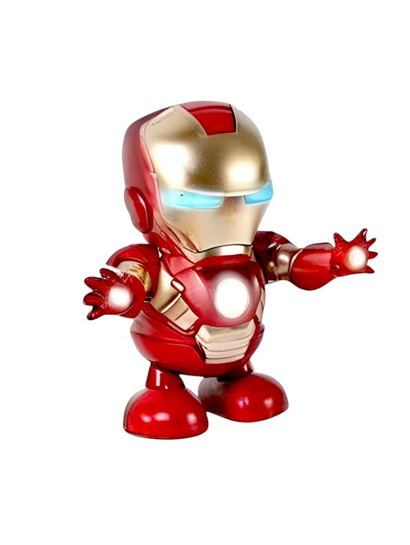 Super Dance Hero Iron Man Toy – Music, LED Lights, 360° Rotation & Flashing Lights, Interactive Action Figure for Kids.