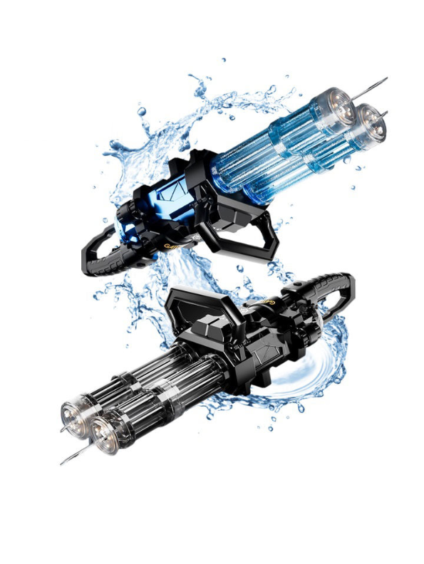 Super Gatling Electric Water Gun – 2 Barrels with Lights and Sparks for Kids Blue LMI15940.