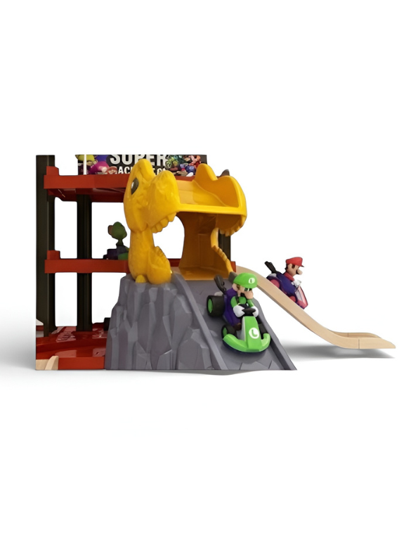 Super Racing Mario Car Track Set with Dinosaur Slide – Adventure Garage Playset TV220.