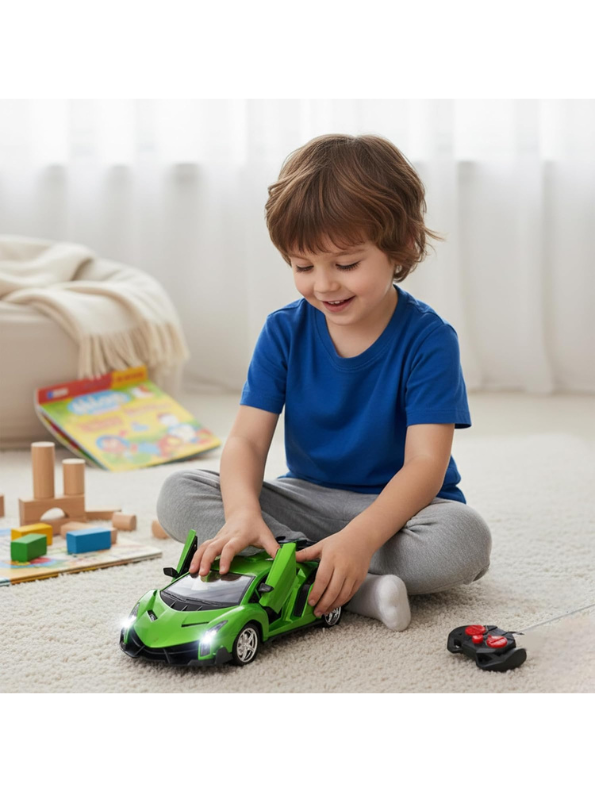 Green Supercar RC Model Toy – High-Speed Remote Control Car with Butterfly Doors | Rechargeable Race Car for Kids LMI10889.