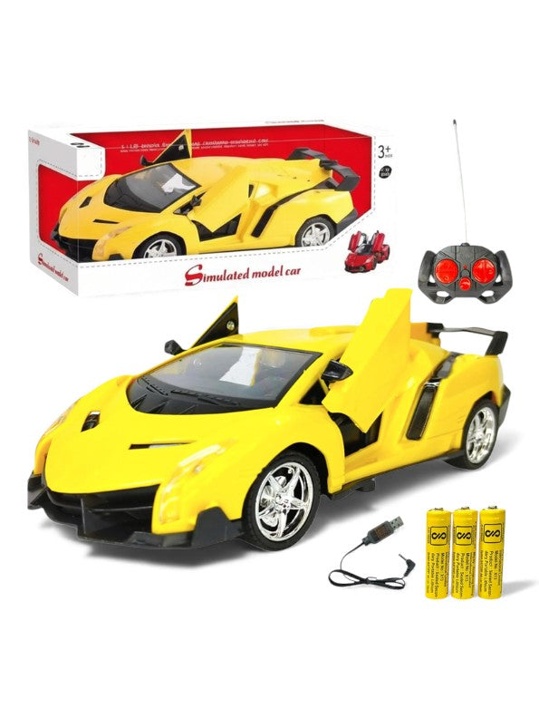 Yellow Supercar RC Model Toy – High-Speed Remote Control Car with Butterfly Doors | Rechargeable Race Car for Kids LMI10889.