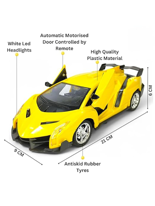 Yellow Supercar RC Model Toy – High-Speed Remote Control Car with Butterfly Doors | Rechargeable Race Car for Kids LMI10889.