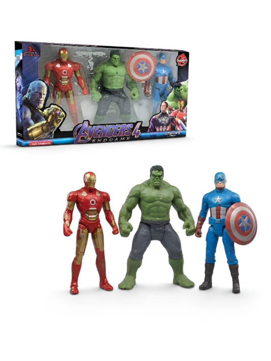 Superhero Toy Figures 3-Piece Pack – Light-Up Iron Man, Moveable Hulk and Captain America Action Figure Playset for Boys and Kids Age 3+ TV627