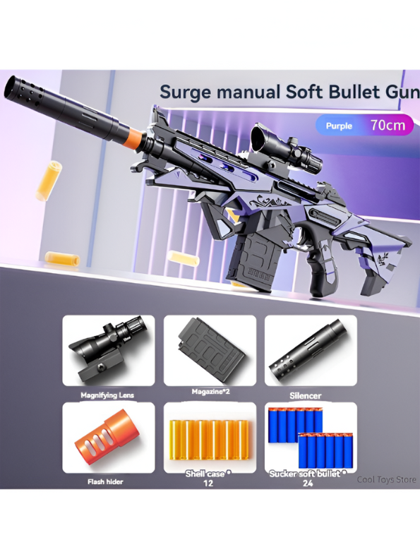 Surge Gun – Soft Bullet Blaster Kit with Scope, Silencer and 24 Foam Darts LMI15934.