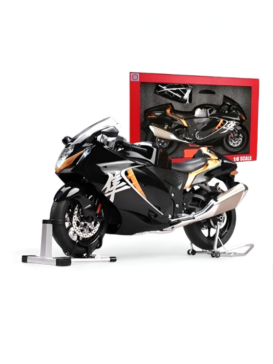 Suzuki Hayabusa GSX 1/6 Diecast Bike – Spray Feather, Collector’s Stand & Key Replica TV5904.