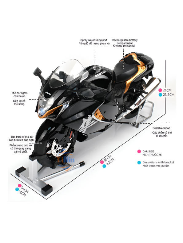 Suzuki Hayabusa GSX 1/6 Diecast Bike – Spray Feather, Collector’s Stand & Key Replica TV5904.