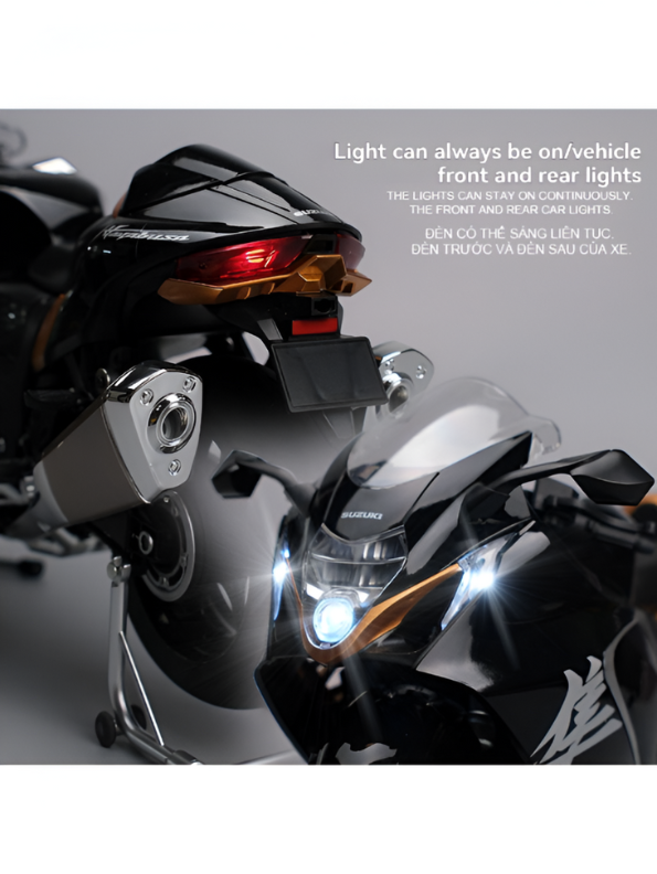 Suzuki Hayabusa GSX 1/6 Diecast Bike – Spray Feather, Collector’s Stand & Key Replica TV5904.