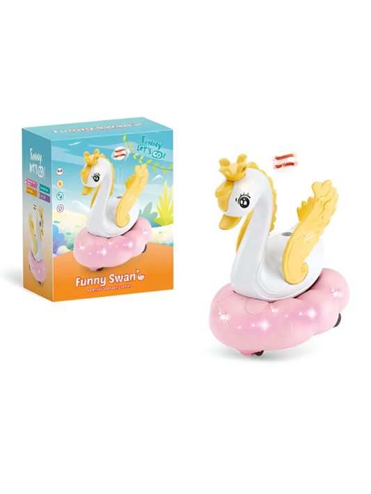 Swan Electric Toy Car – Bumping, Flashing, and Musical Light-Up Ride-On for Kids LMI15944.