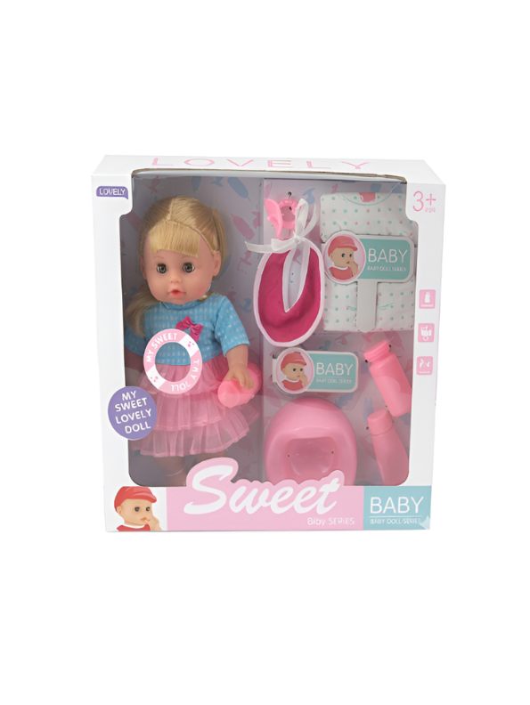 Sweet Baby Doll Playset – Realistic Blonde Baby Doll MD2922.