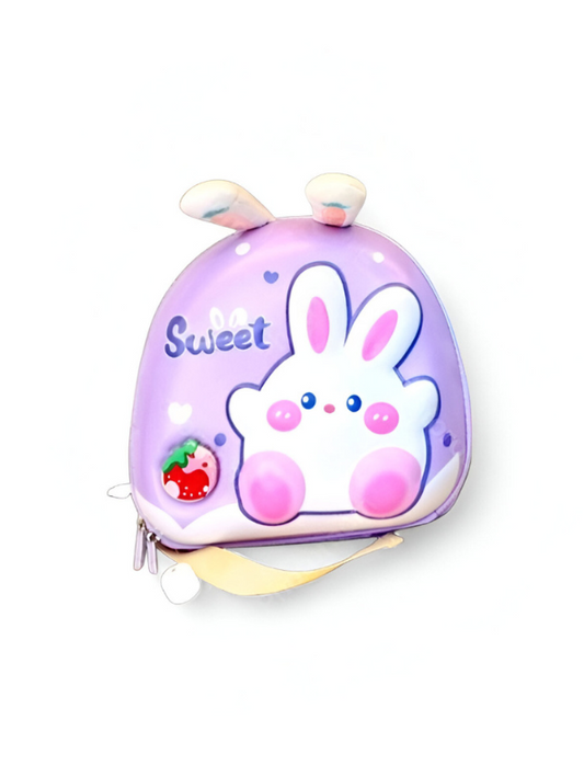 Sweet Bunny Kids Bag with 3D Ears - Adorable Purple Rabbit Crossbody Bag for Girls, Toddlers & Children NOVGBT-9665.