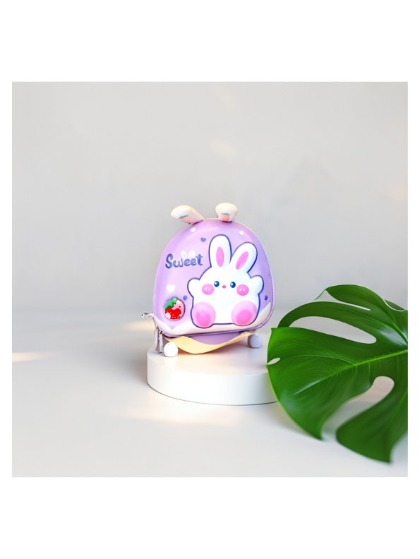 Sweet Bunny Kids Bag with 3D Ears - Adorable Purple Rabbit Crossbody Bag for Girls, Toddlers & Children NOVGBT-9665.