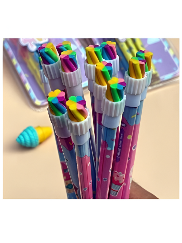 Sweet Time 12-Piece Pencil Set | Cute Ice Cream Themed Stationery Kit | Back to School Supplies Gift for Girls NOVGBT-121206-E.