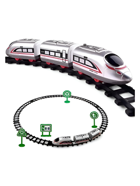 Swift High-Speed Electric Bullet Train Toy | 25-Piece DIY Track Set for Kids | Realistic Model Train Kit with Lights & Sound LMI15359.