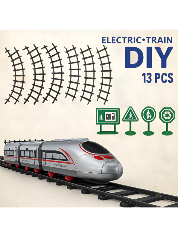 Swift High Speed & Bullet Train Electric DIY Toy Set - 13 Pcs Battery Operated Simulation Train Track with Detachable Carriages for Kids (3+ Years) TV5491