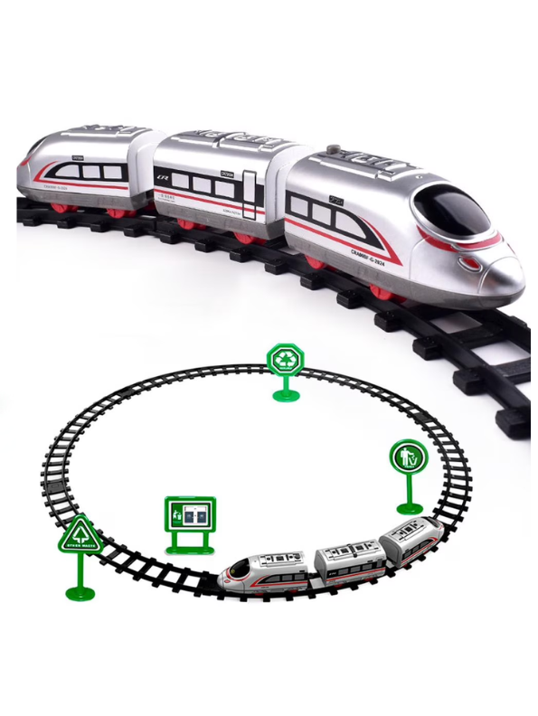 Swift High Speed & Bullet Train Electric DIY Toy Set - 13 Pcs Battery Operated Simulation Train Track with Detachable Carriages for Kids (3+ Years) TV5491