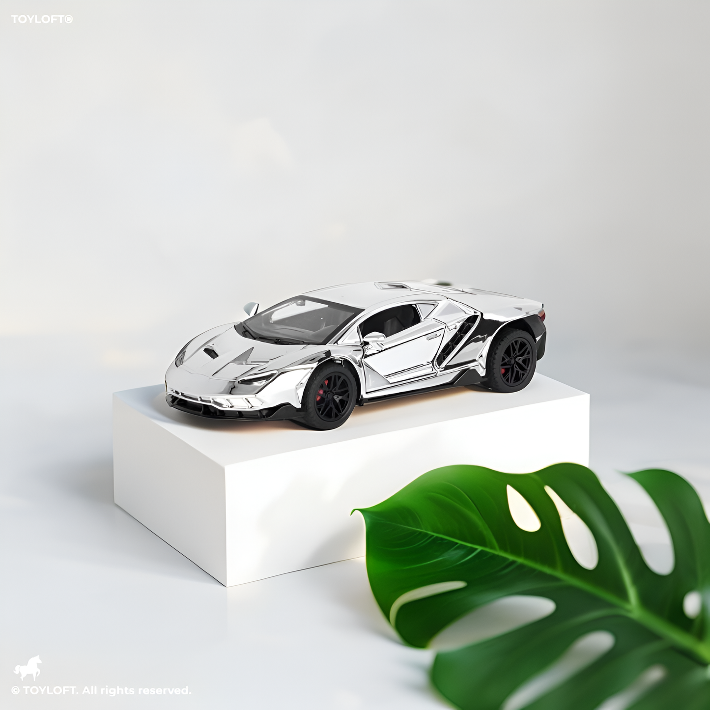Silver - Lamborghini Centenario  –  Diecast Model Car Premium Collectible Toy Scale - 1:32 – Acrylic Display Case .