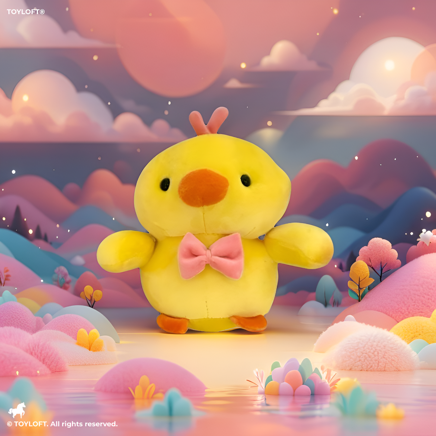 Pink - Cute Duck Soft Toy with Bow – Plush & Huggable Gift for Kids 7 inch - MS14601.