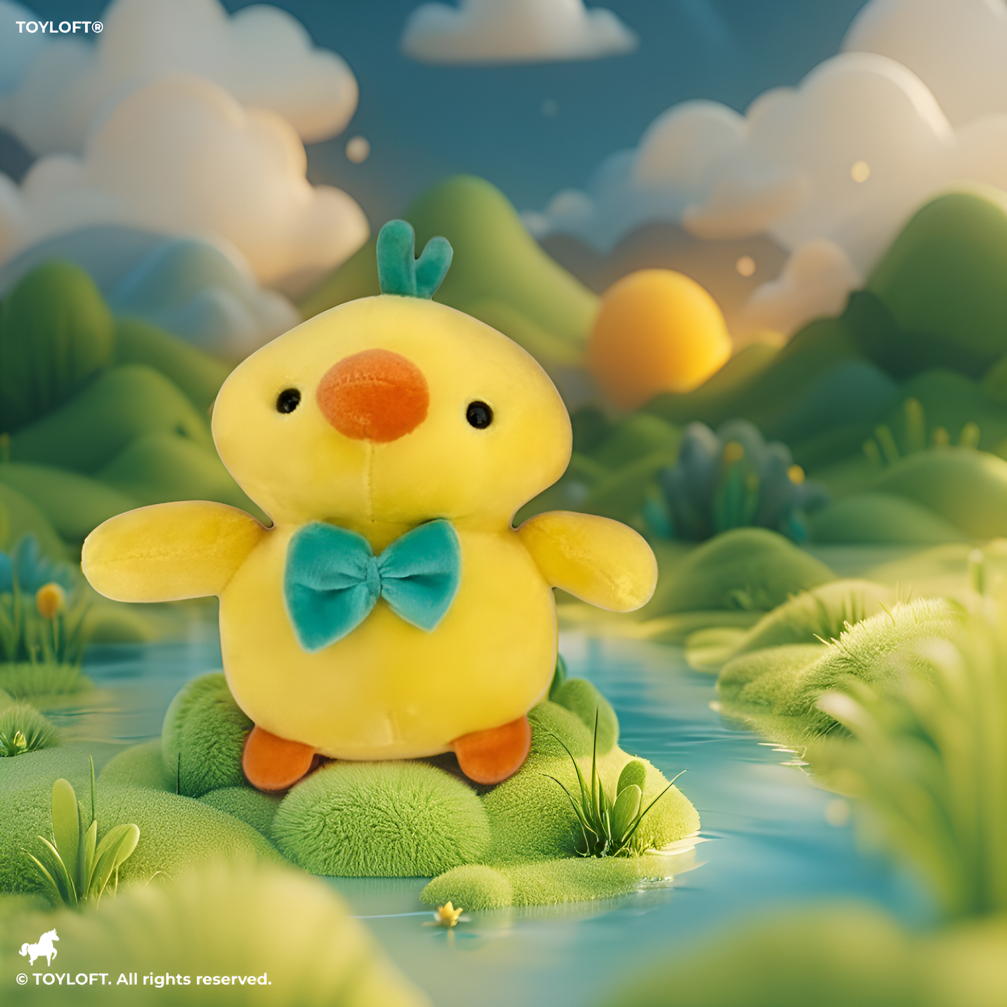 Green - Cute Duck Soft Toy with Bow – Plush & Huggable Gift for Kids 7 inch - MS14601.